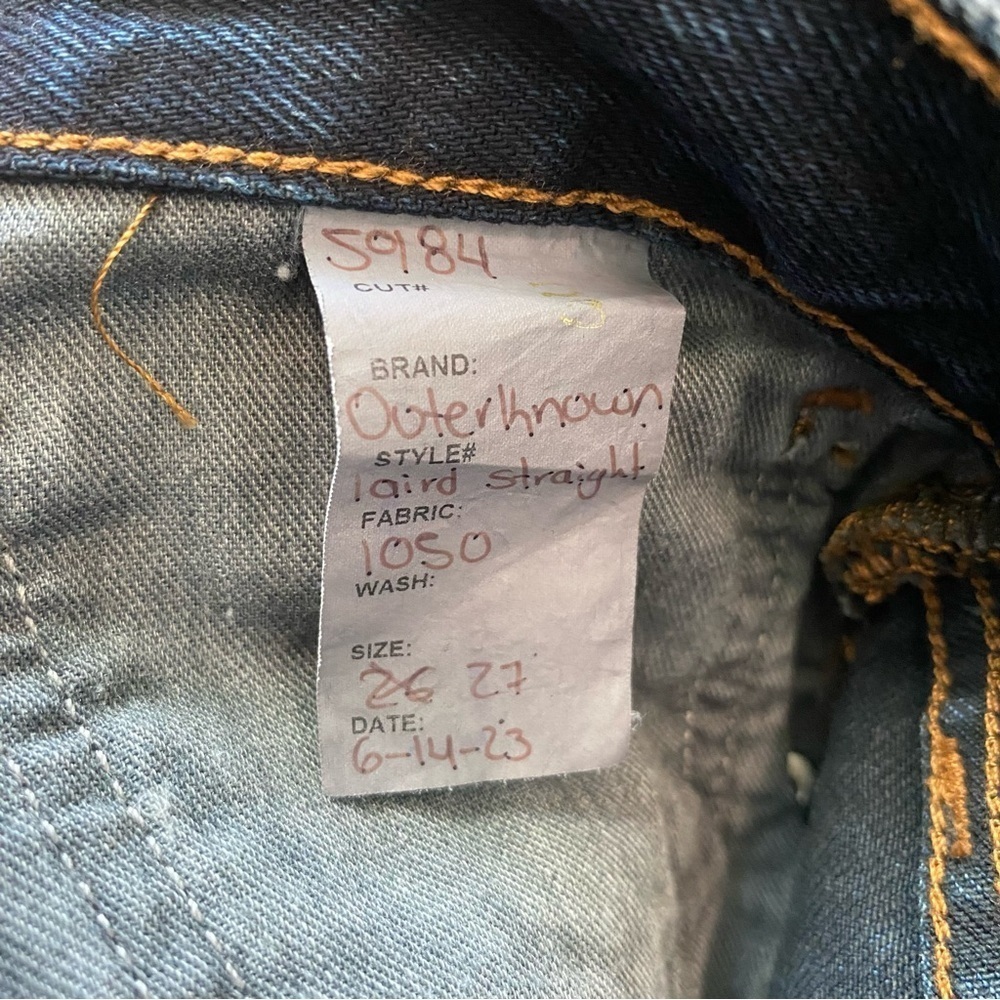 Outerknown Dark Wash High Rise Button Fly Straight Leg Jeans Size 27 - Picture 6 of 8
